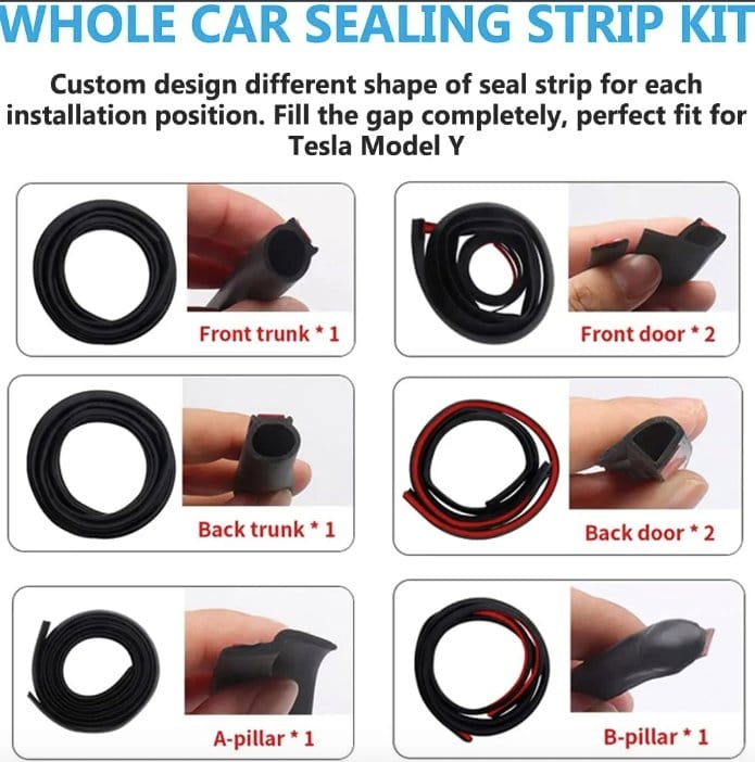 Door Seal Rubber Kit Full-Body Noise Reduction for Model Y