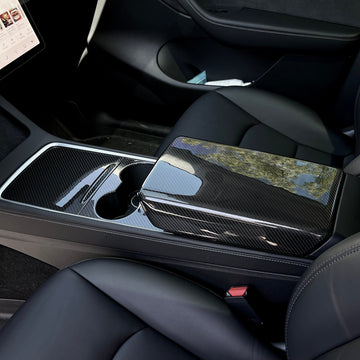 Model Y / 3 Armrest Cover - Dry Carbon Fiber Interior Mods