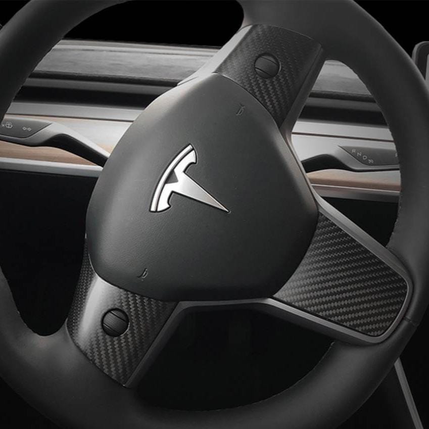 Model 3 / Y Steering Wheel Middle Trim Cover - Carbon Fiber Interior Mods