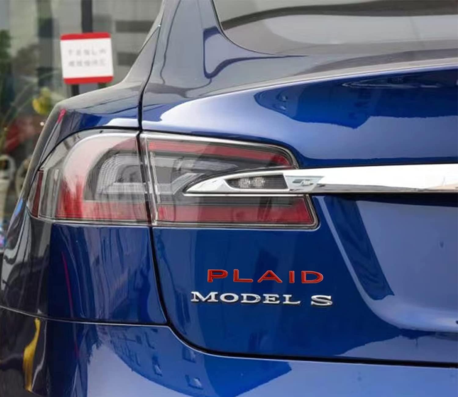 Plaid Letter Logo sticker for Tesla Model 3/Y/X/S